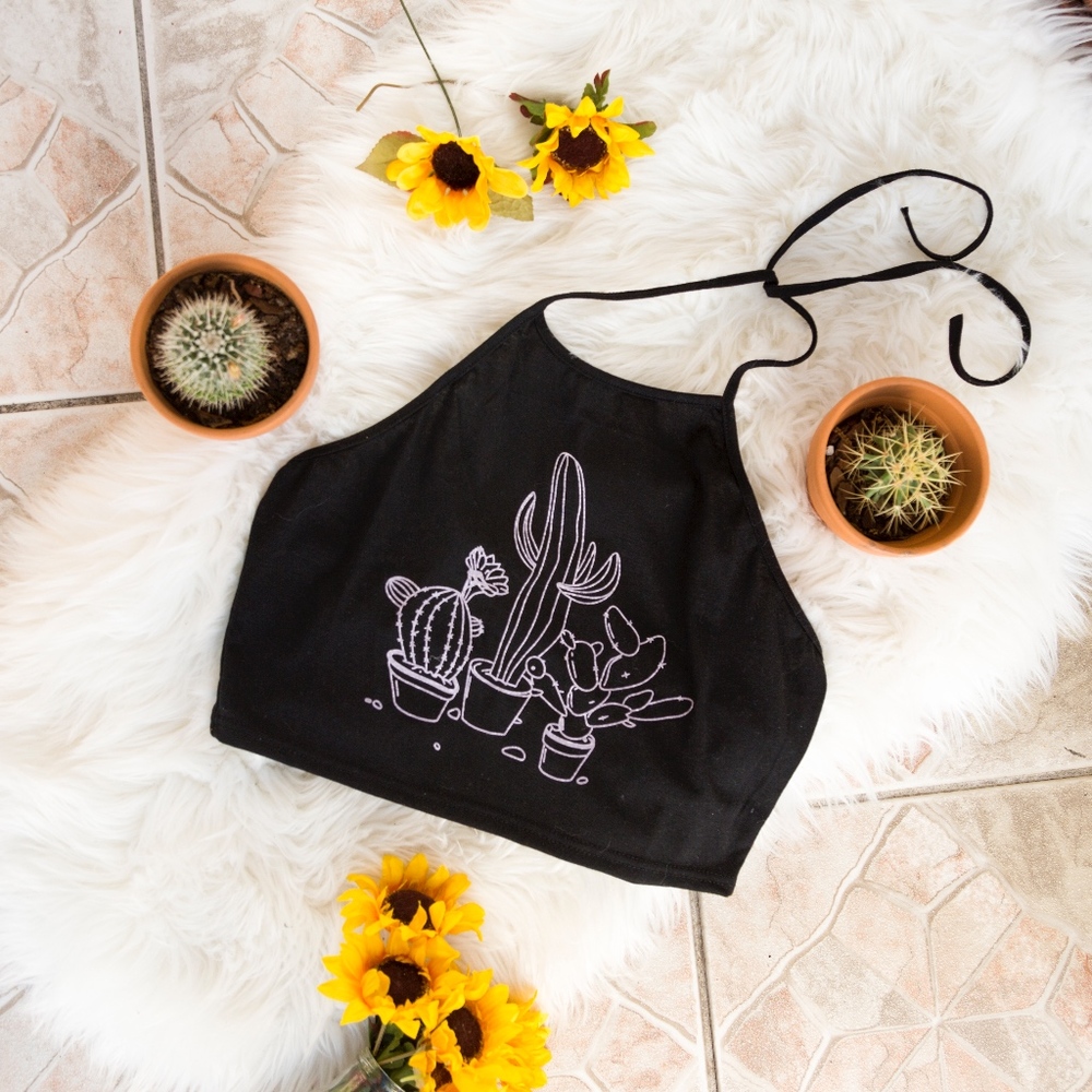 Halter Neck Cactus Crop Top SOLD